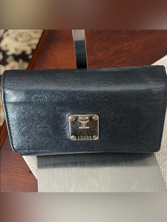 MCM Handbags - Low Start MCM Black Leather Logo Plate Continental Wallet with Gold Hardware